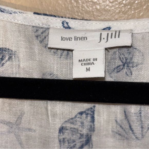2/$30 J. Jill Top J. Jill Love Linen Sleeveless Nautical Blue White Tank Top M - Picture 2 of 6